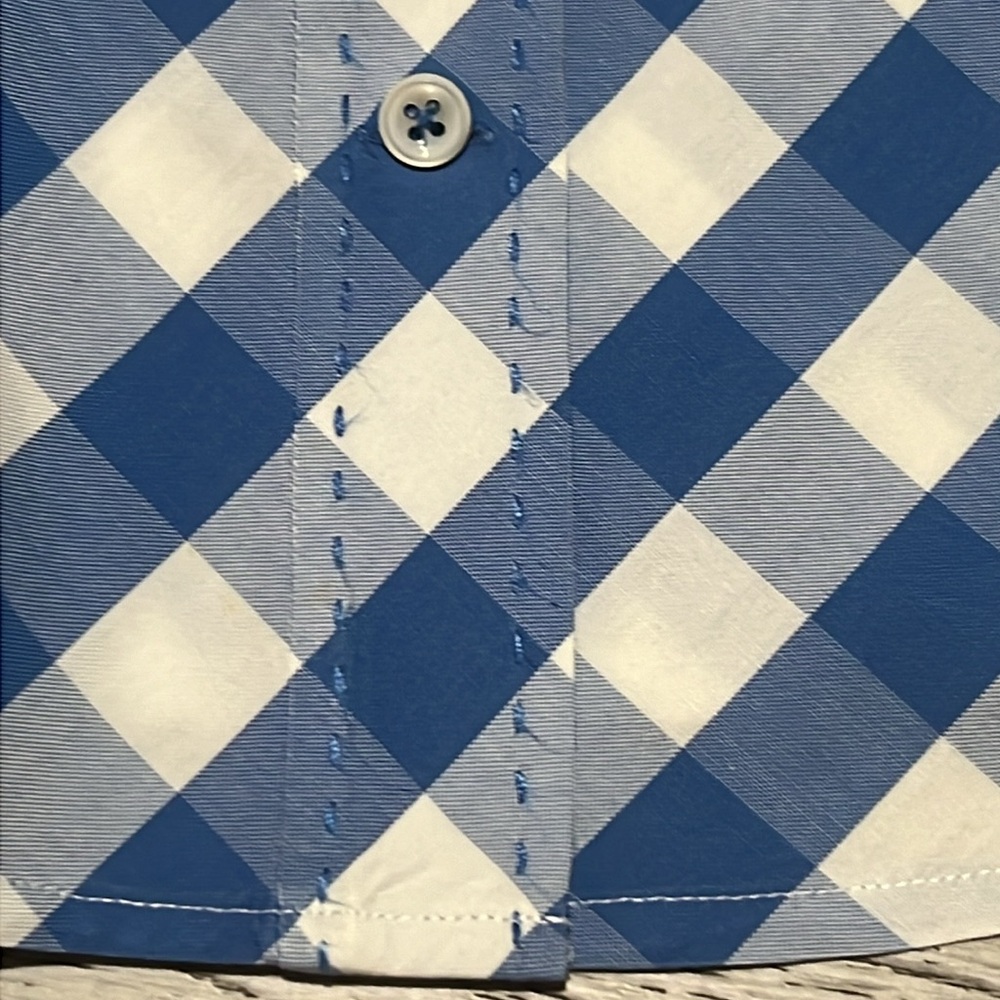 Faconnable Blue White Gingham Fitted Button Down … - image 7